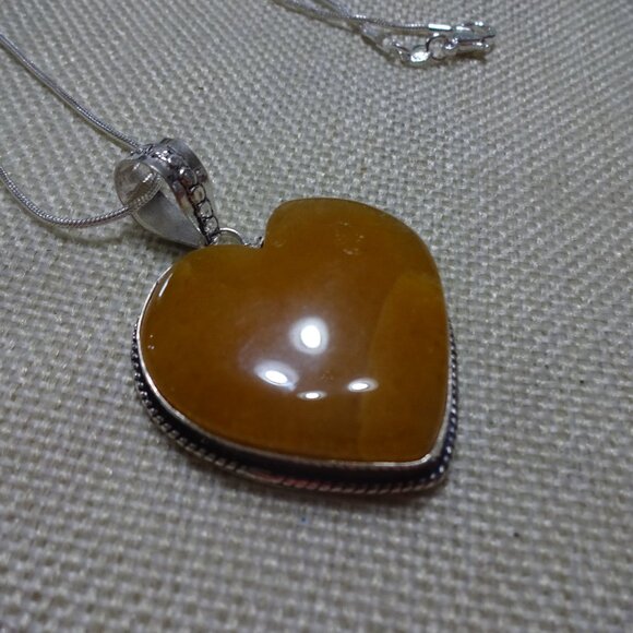 Natural YELLOW AGATE Handmade Sterling 925 Handmade Pendant/Chain #312C - Picture 1 of 3